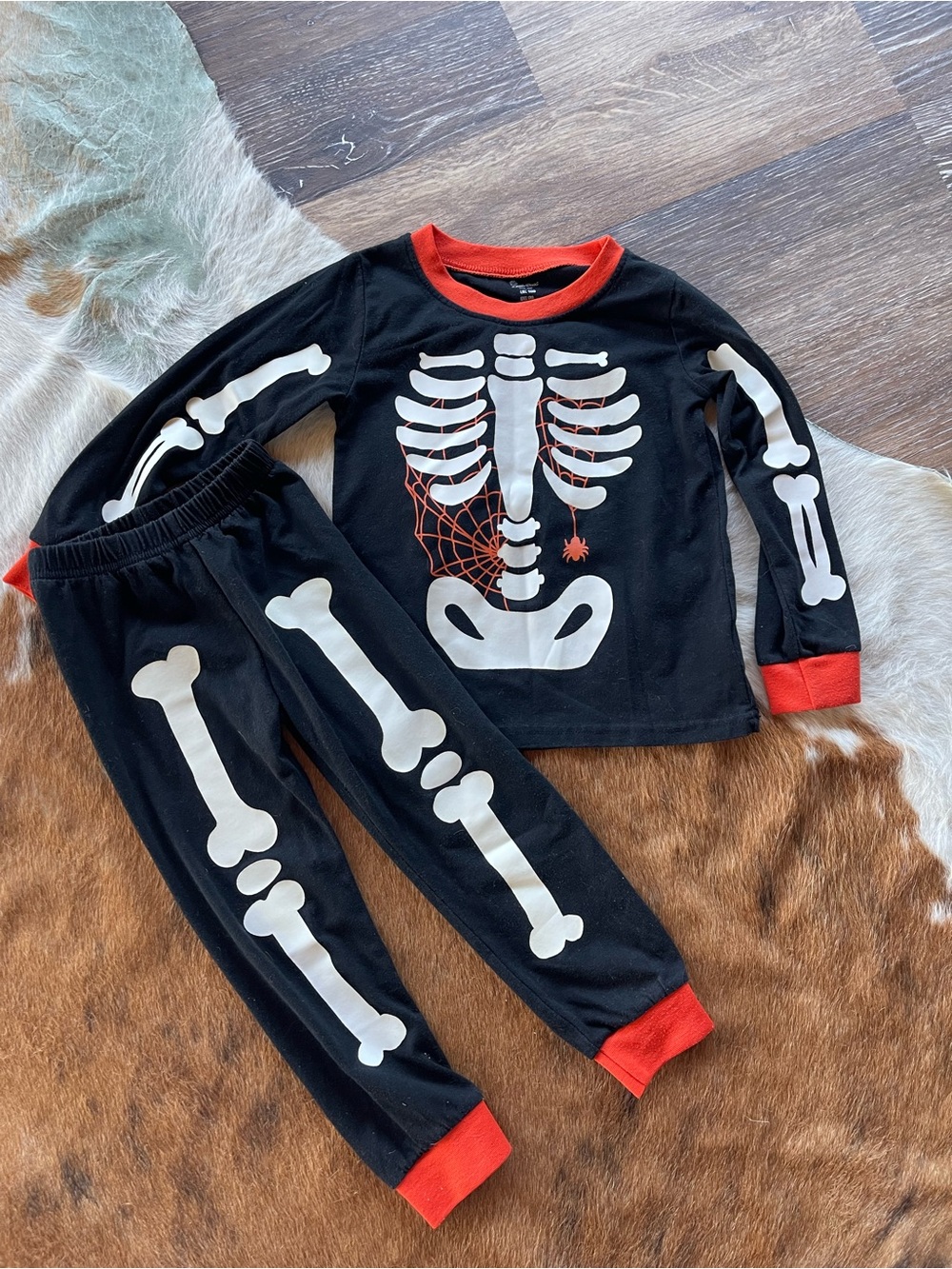 Little Hands  Black Skeleton Pajama Set GLOWS IN THE DARK
